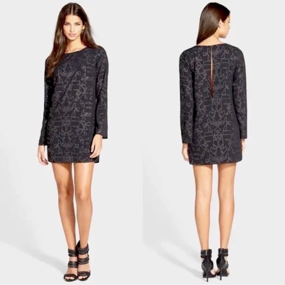 TILDON Women Size Medium Black Long Sleeve Dress